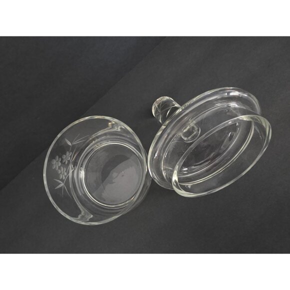 Vintage MCM Etched Glass Jar With Lid Vanity Apothecary - Picture 5 of 8